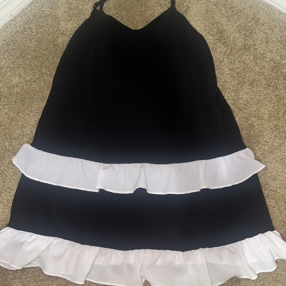 Elegant Black and White Ruffle Dress